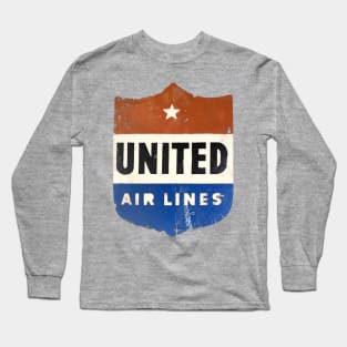 United Air Lines - Distressed, Vintage LuggageSticker Long Sleeve T-Shirt